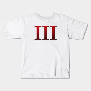 Red Roman Numeral 3 III Kids T-Shirt